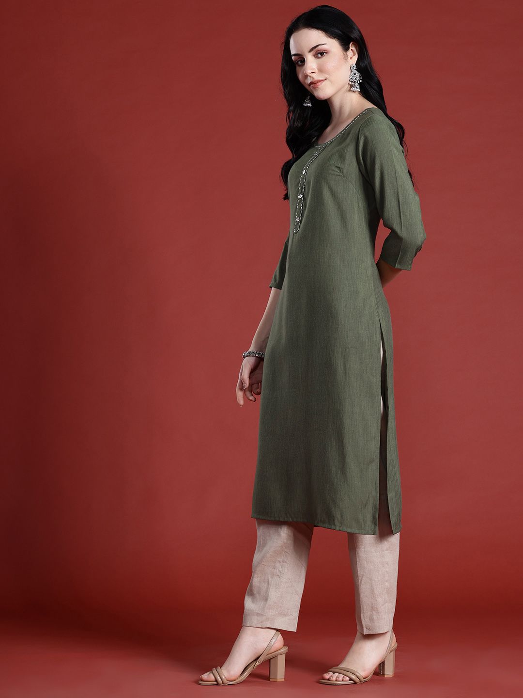 Anouk Solid A-Line Kurta