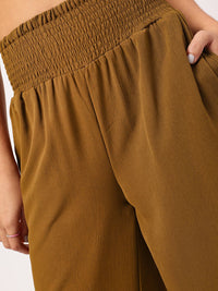 DressBerry Women Urban Blend Smocked Flared Fit Trousers