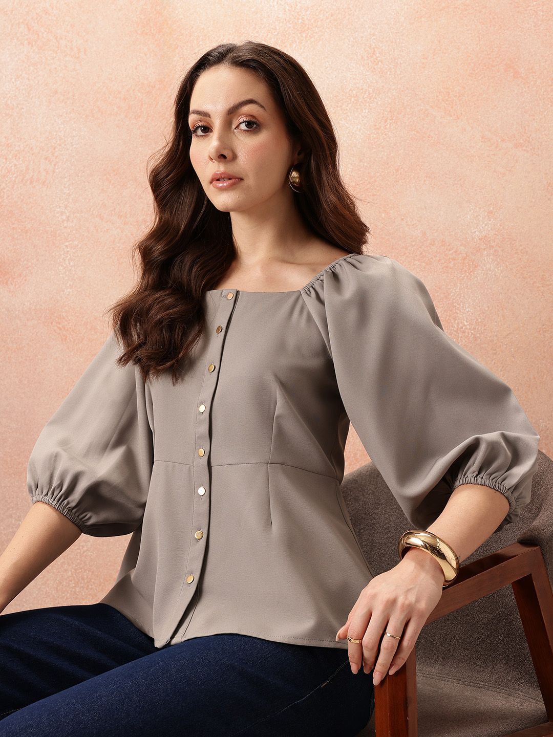 all about you Square Neck Puff Sleeve Top