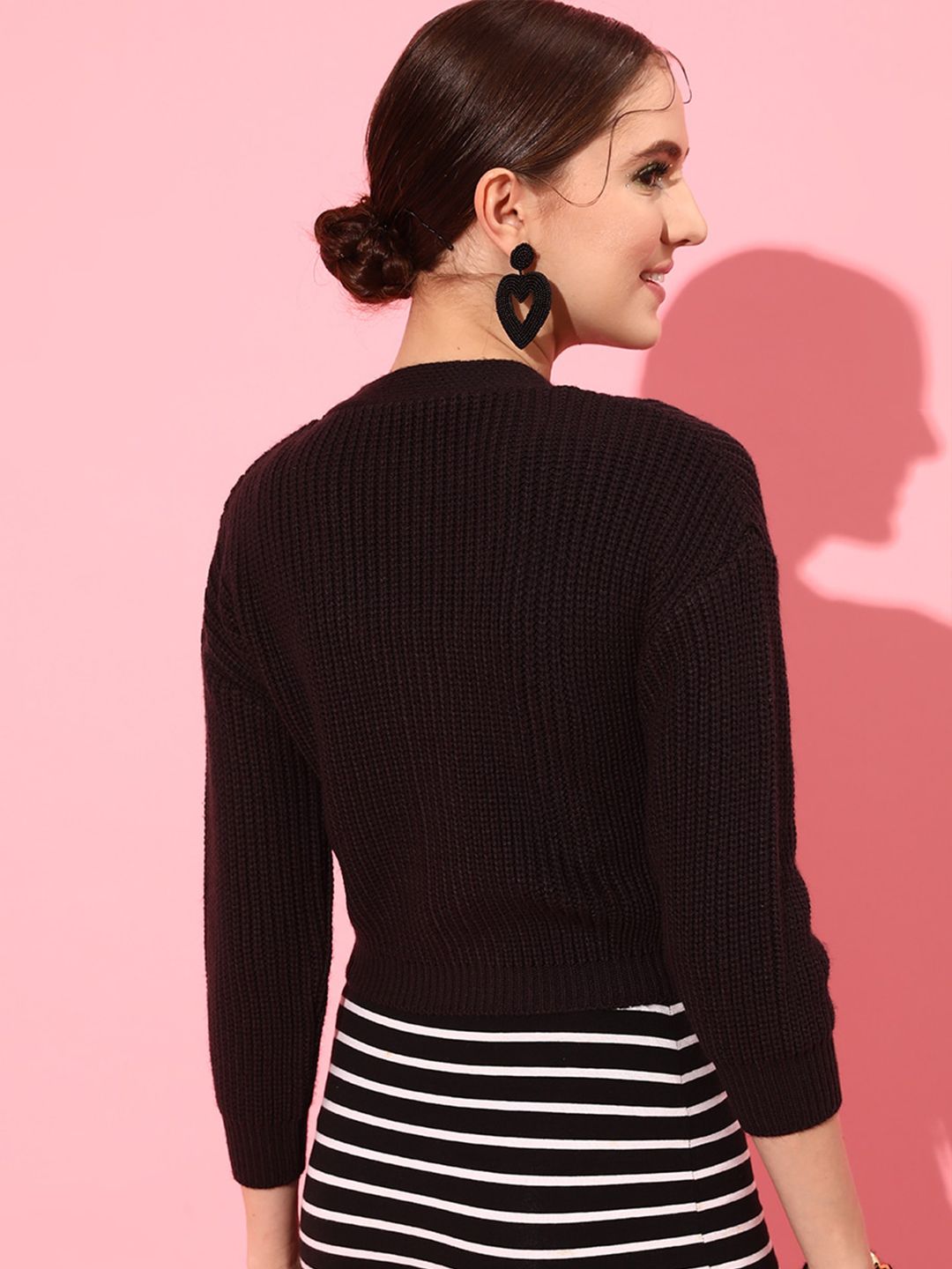 STREET 9 Women Acrylic Ribbed Cardigan