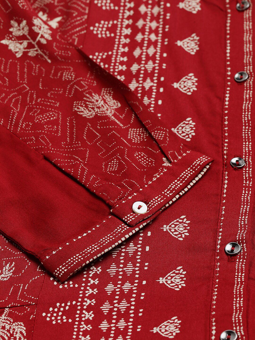 W Women Red Floral Printed A-Line Midi Dress