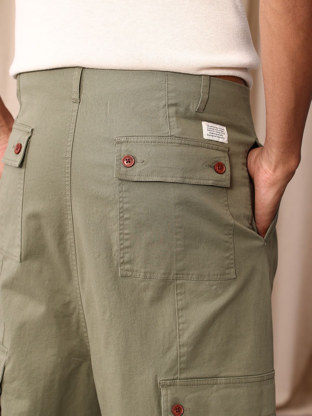 Mr Bowerbird Men Cropped Oversized Cargos Trousers
