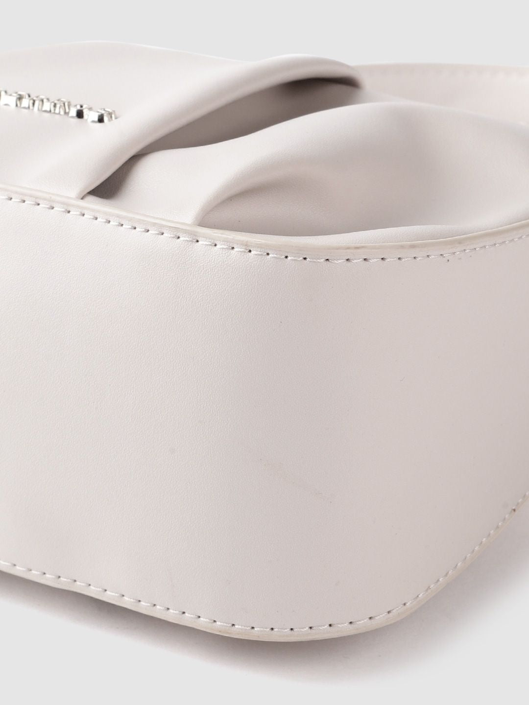 Lino Perros Off-White Structured Shoulder Bag with Pleated Detail