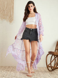 Berrylush Floral Printed Longline Shrug