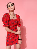 STREET 9 Women Deep Red Floral Dress