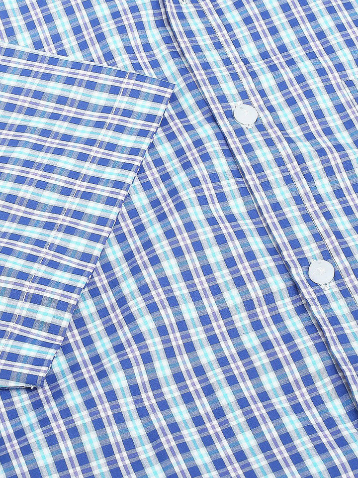 Thomas Scott Classic Slim Fit Gingham Checks Pure Cotton Casual Shirt
