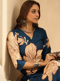 Indo Era Women Floral Printed  Straight Kurta with Trousers