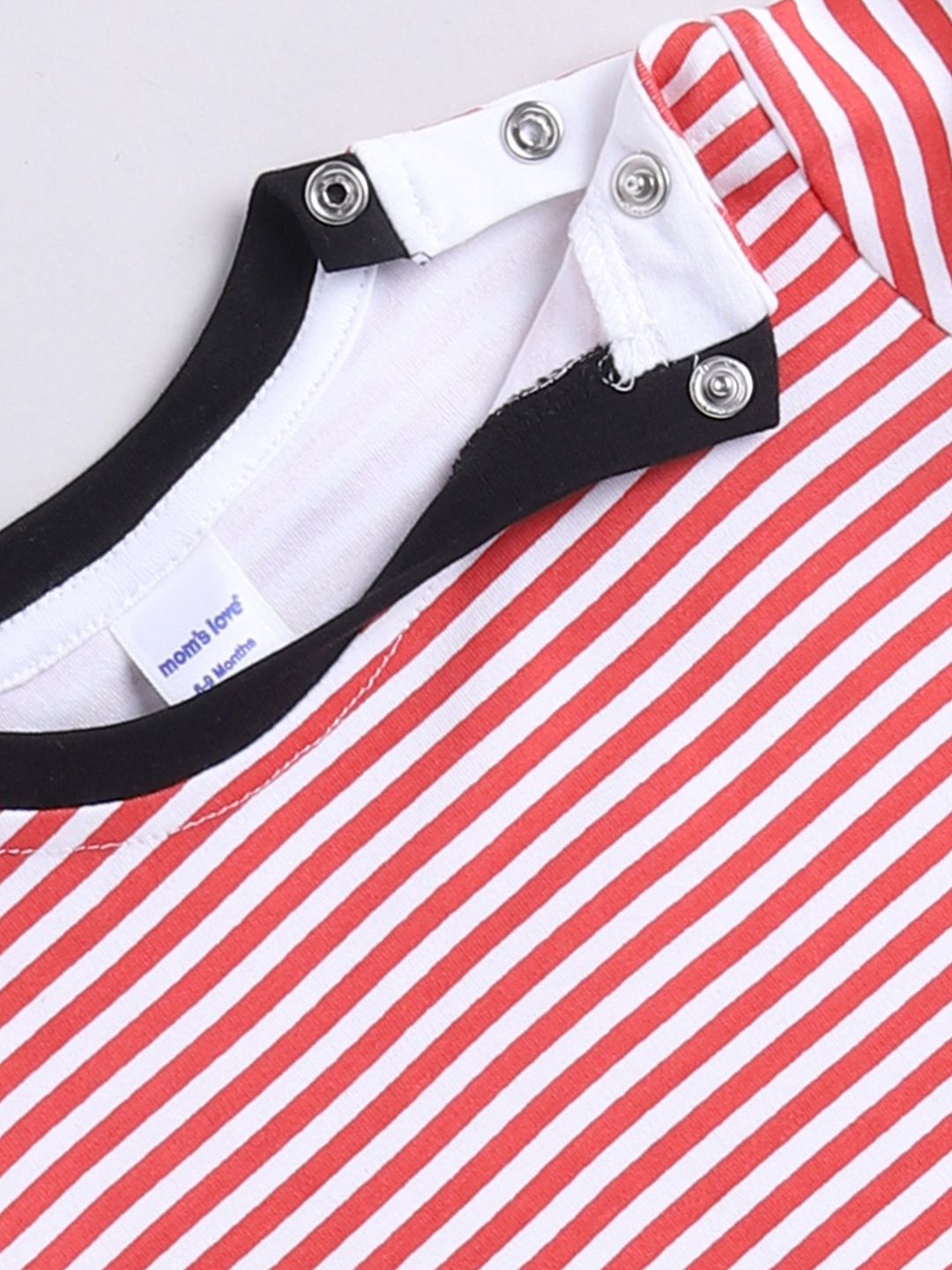 Moms Love Infant Boys Pure Cotton Dungaree With Striped T-shirt