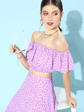 Berrylush Women Charming Purple Polka Dots Co-ords Dress