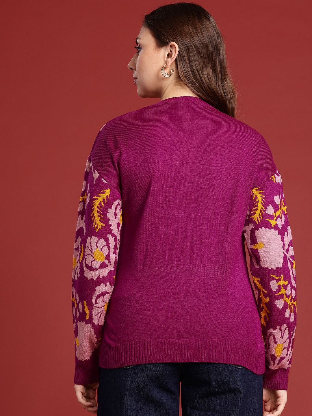 all about you Floral Self Design Pullover