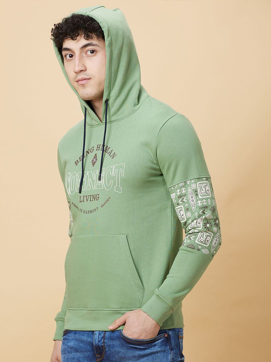 Being Human Printed Hooded Sweatshirt