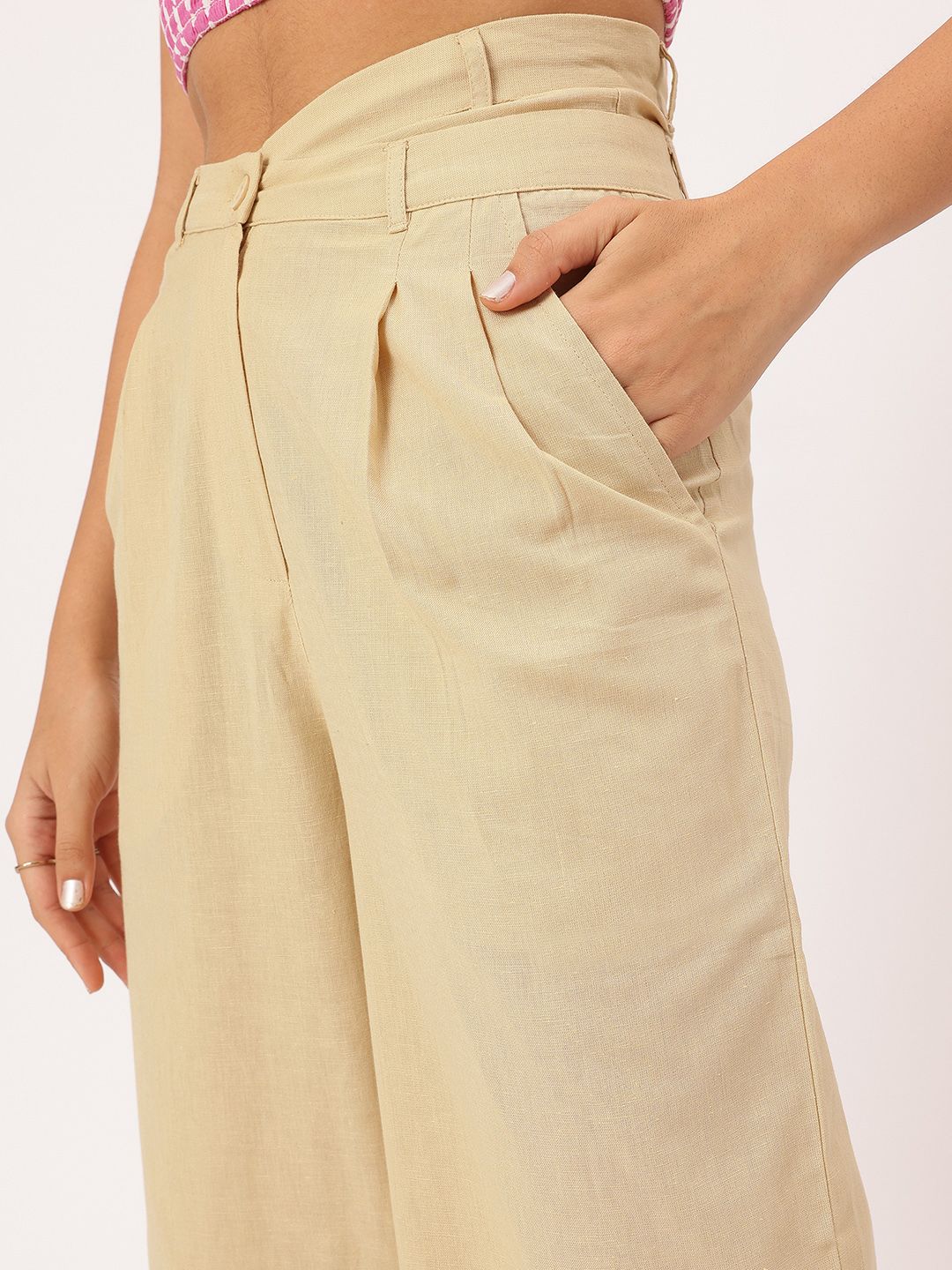 DressBerry Women Urban Elegance Asymmetric Waist Pleated Formal Trousers