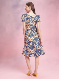 DressBerry Puff Sleeves Floral Empire Dress