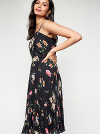 AND Floral Printed Accordion Pleated Detailed Fit & Flare Dress