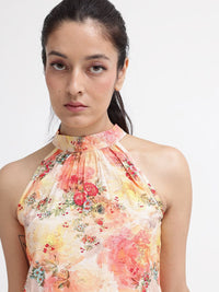 RAREISM Floral Print Halter Neck Cotton Top