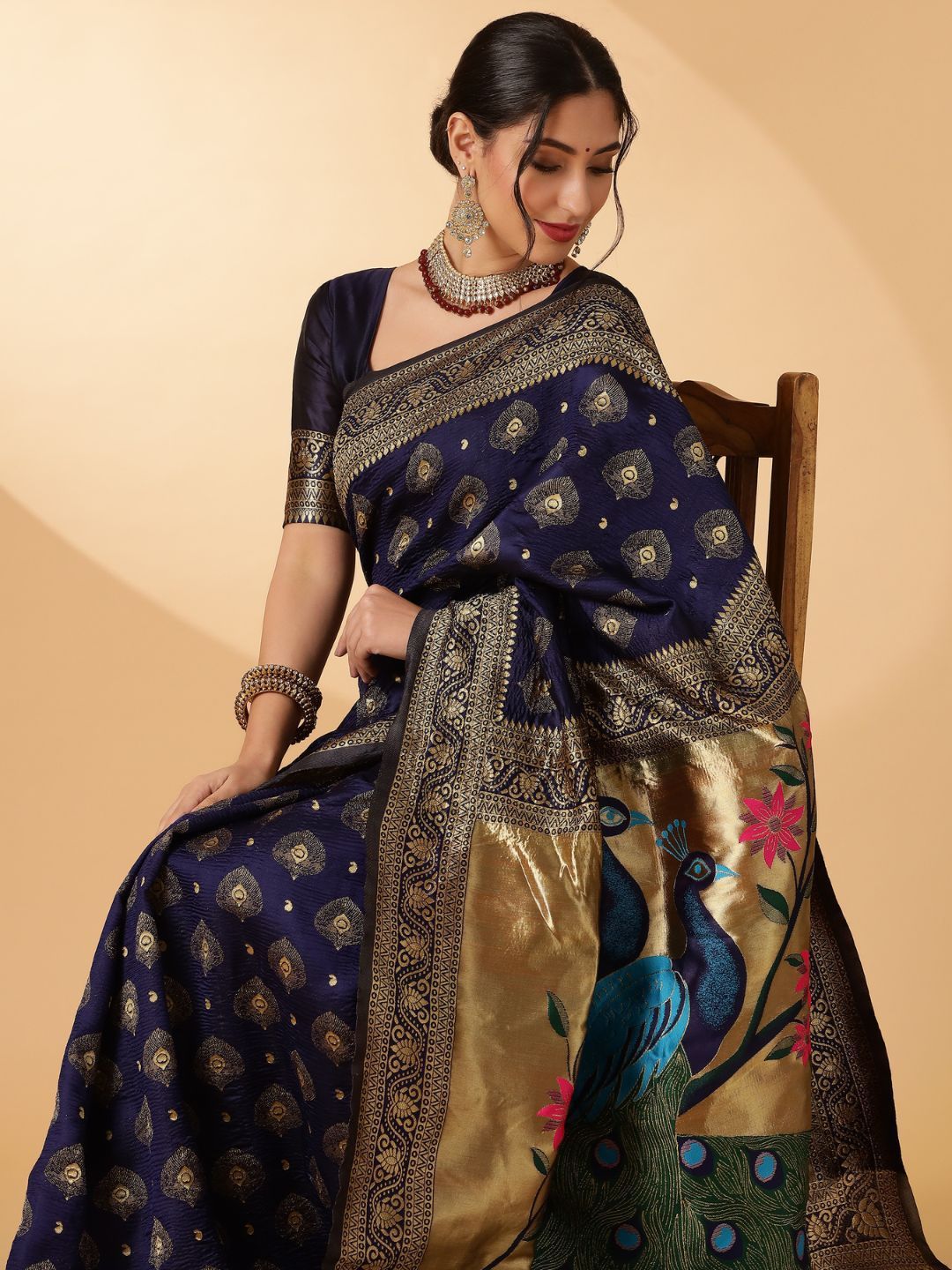 KALINI Woven Design Paithani Saree