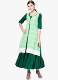 Green Woven Design Anarkali Kurta With Jacket
