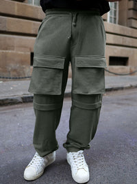 Powerlook Men Mid-Rise Cargo Track Pants