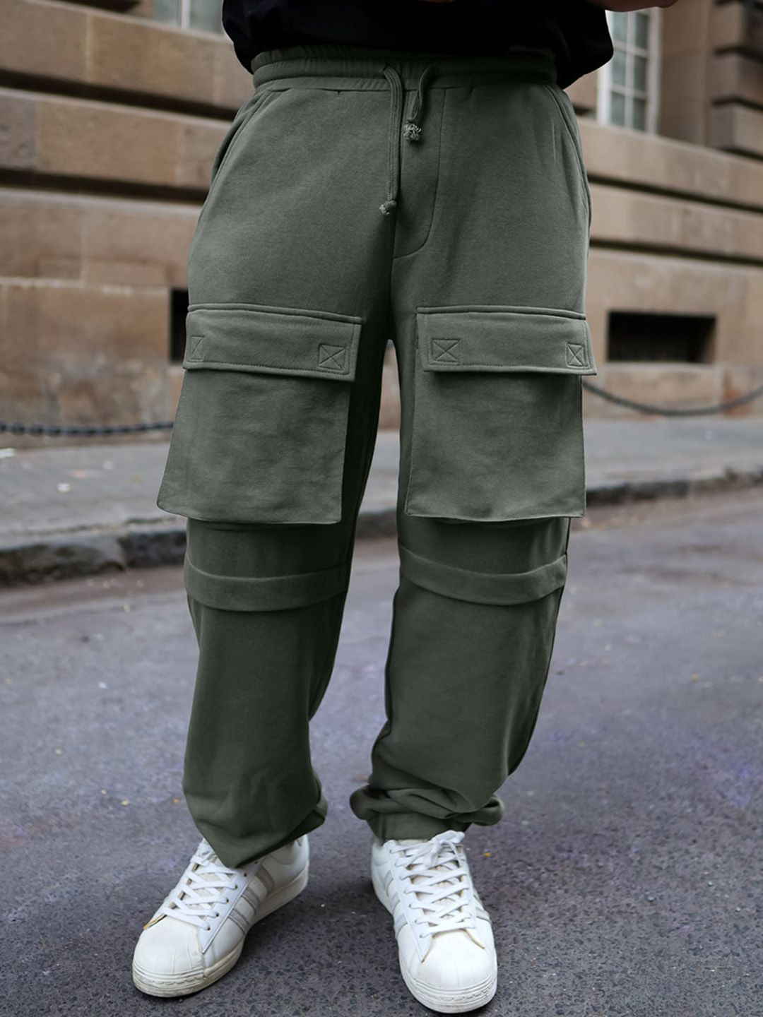 Powerlook Men Mid-Rise Cargo Track Pants