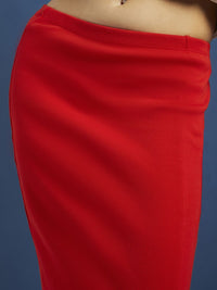 DressBerry Flattering Staple Ribbed Midi Skirt with Slit