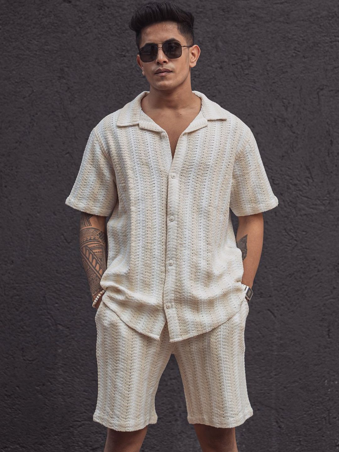 Powerlook Striped Shirt With Shorts