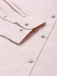 THE BEAR HOUSE Men Dusty Pink Solid Slim Fit Cotton Formal Shirt