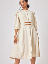 The Label Life Puff Sleeve A-Line Dress with Belt