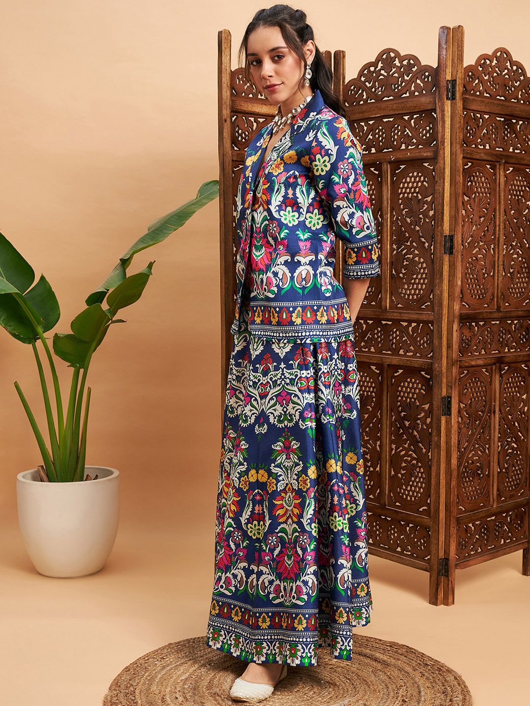 Shae by SASSAFRAS Floral Printed Blazer With Skirt Co-Ords