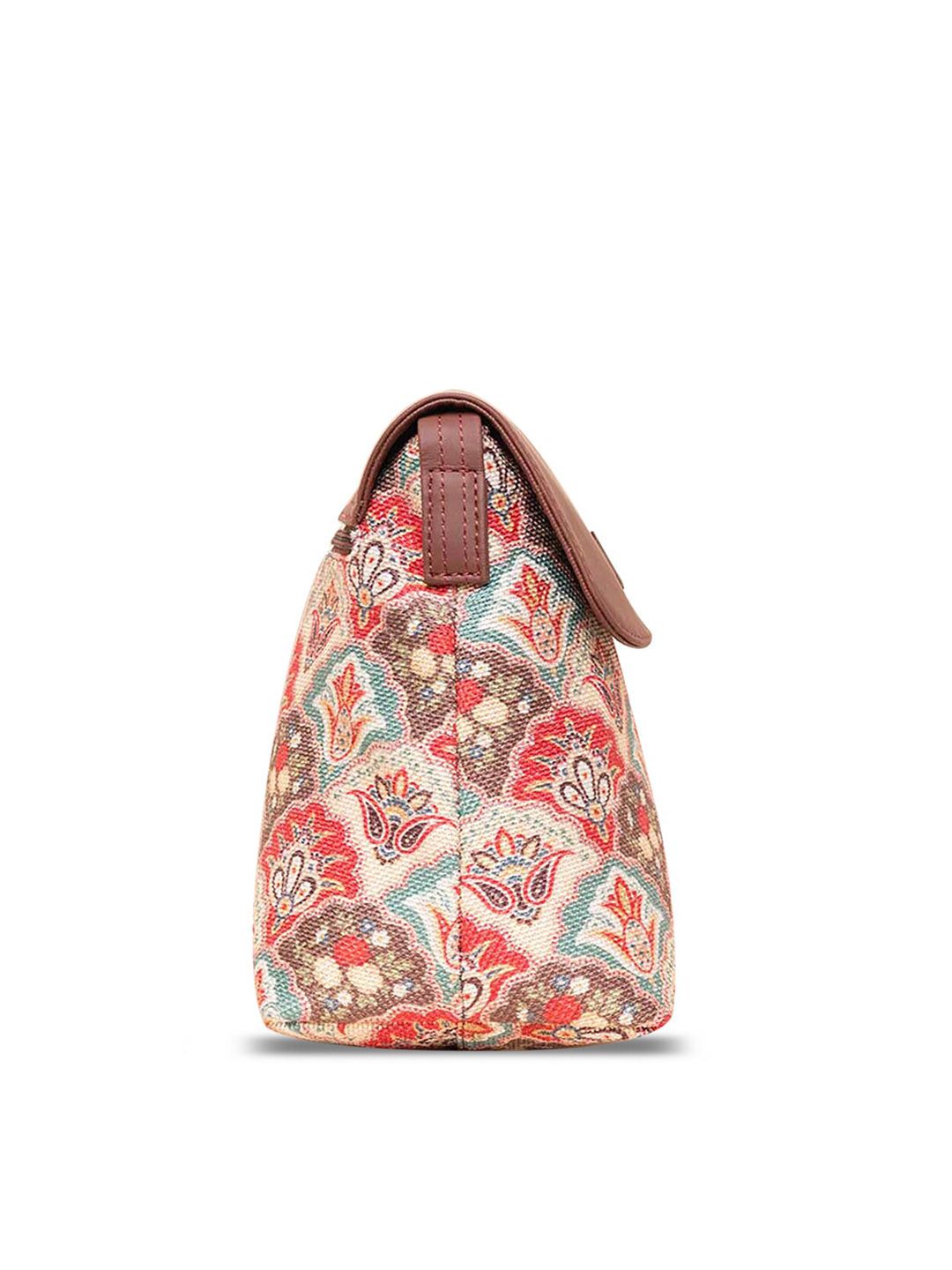 ZOUK Ethnic Motifs Printed Structured Sling Bag