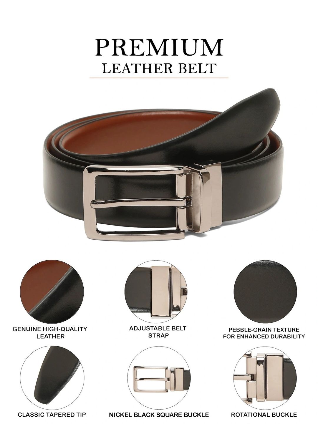 Teakwood Leathers Men Leather Reversible Formal Belt
