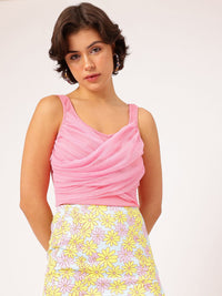 DressBerry Barbiecore Ruffle Trim Ribbed Crop Top