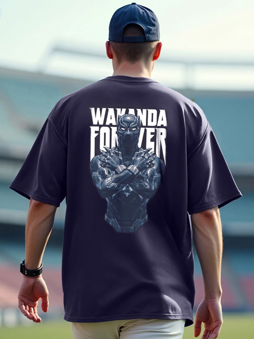 Bewakoof rinted Drop-Shoulder Sleeves Oversized Pure Cotton T-shirt