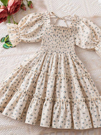 YK Girls Floral Print Peplum Knee Length Dress