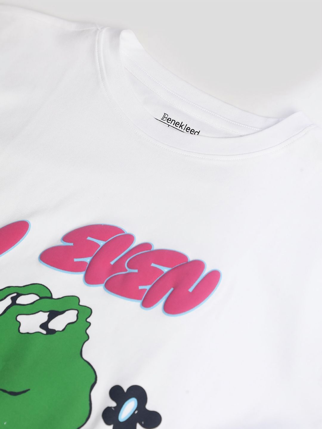 Bene Kleed Graphic Puff Printed Round Neck Drop-Shoulder Sleeves Cotton Oversized T-shirt