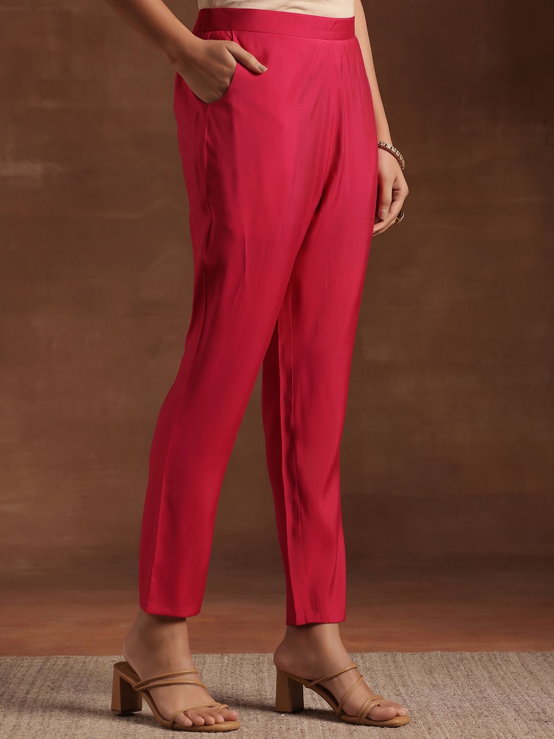 Libas Bandhani Printed Pleated Shoulder Straps Anarkali Kurta With Trouser & Dupatta