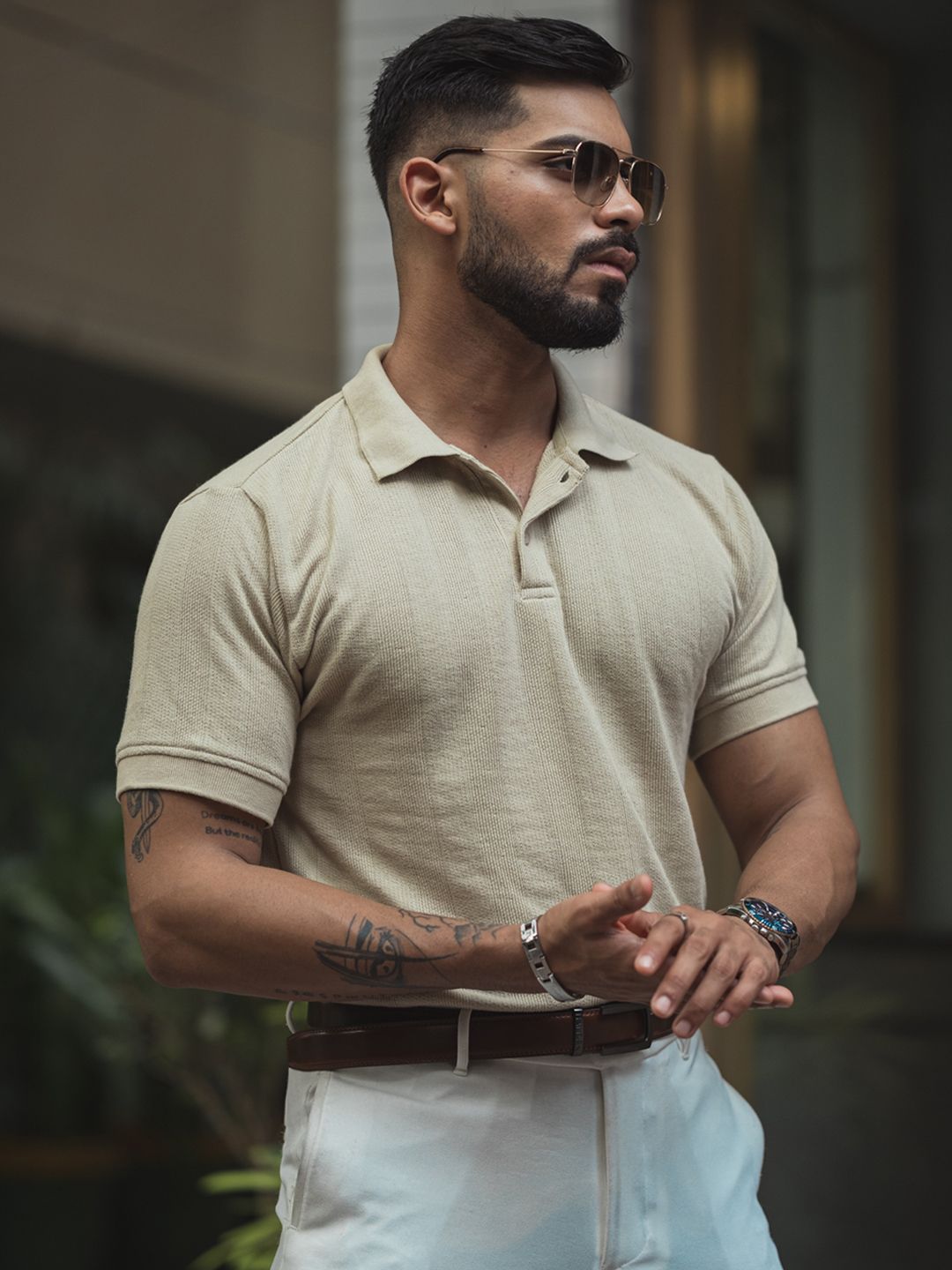 Powerlook Men Solid Polo Collar Cotton T-shirt