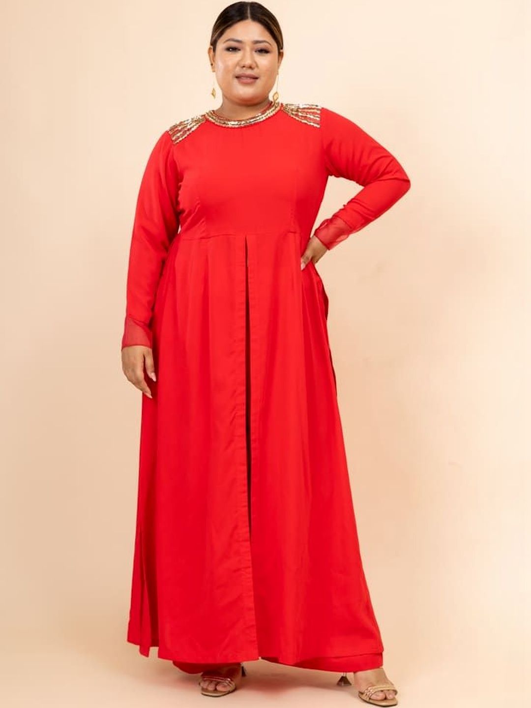 Tunik Leher Bulat Dihiasi Mamicha & Palazzos Co-Ords
