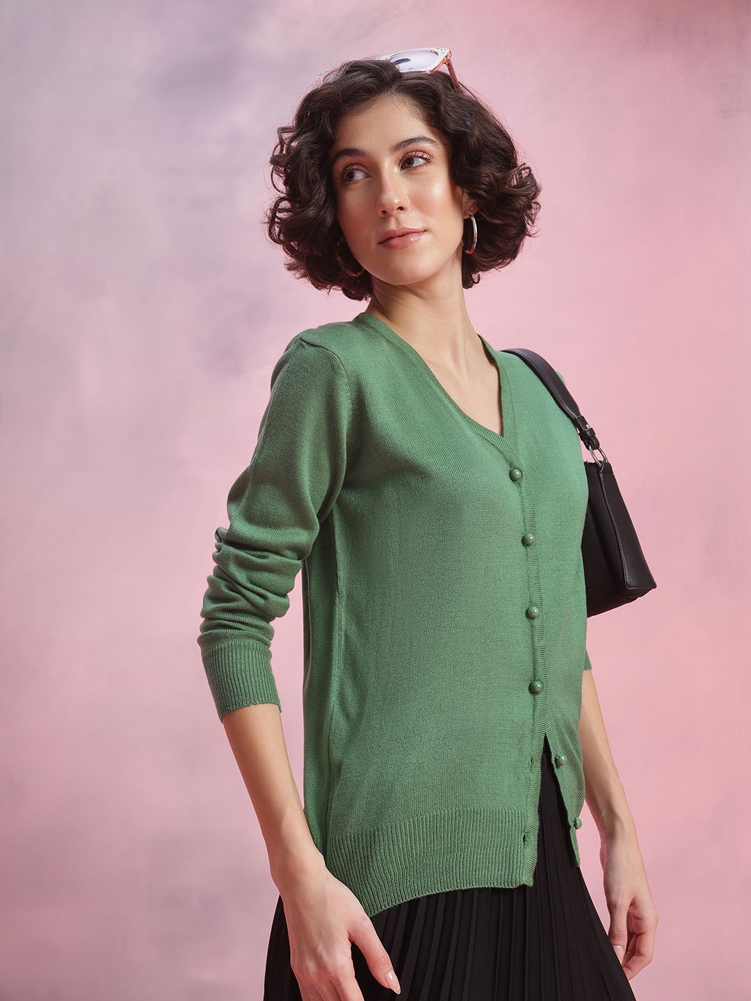 DressBerry Acrylic Button-Up Cardigan