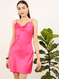 STREET 9 Fuchsia Cowl Neck Sheath Mini Dress