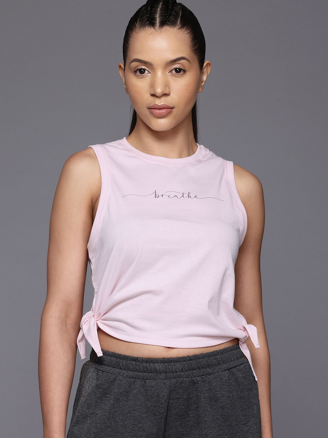 HRX by Hrithik Roshan Yoga T-shirt with Knot-Detail