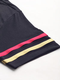 DressBerry Women Navy Blue Solid Round Neck T-shirt