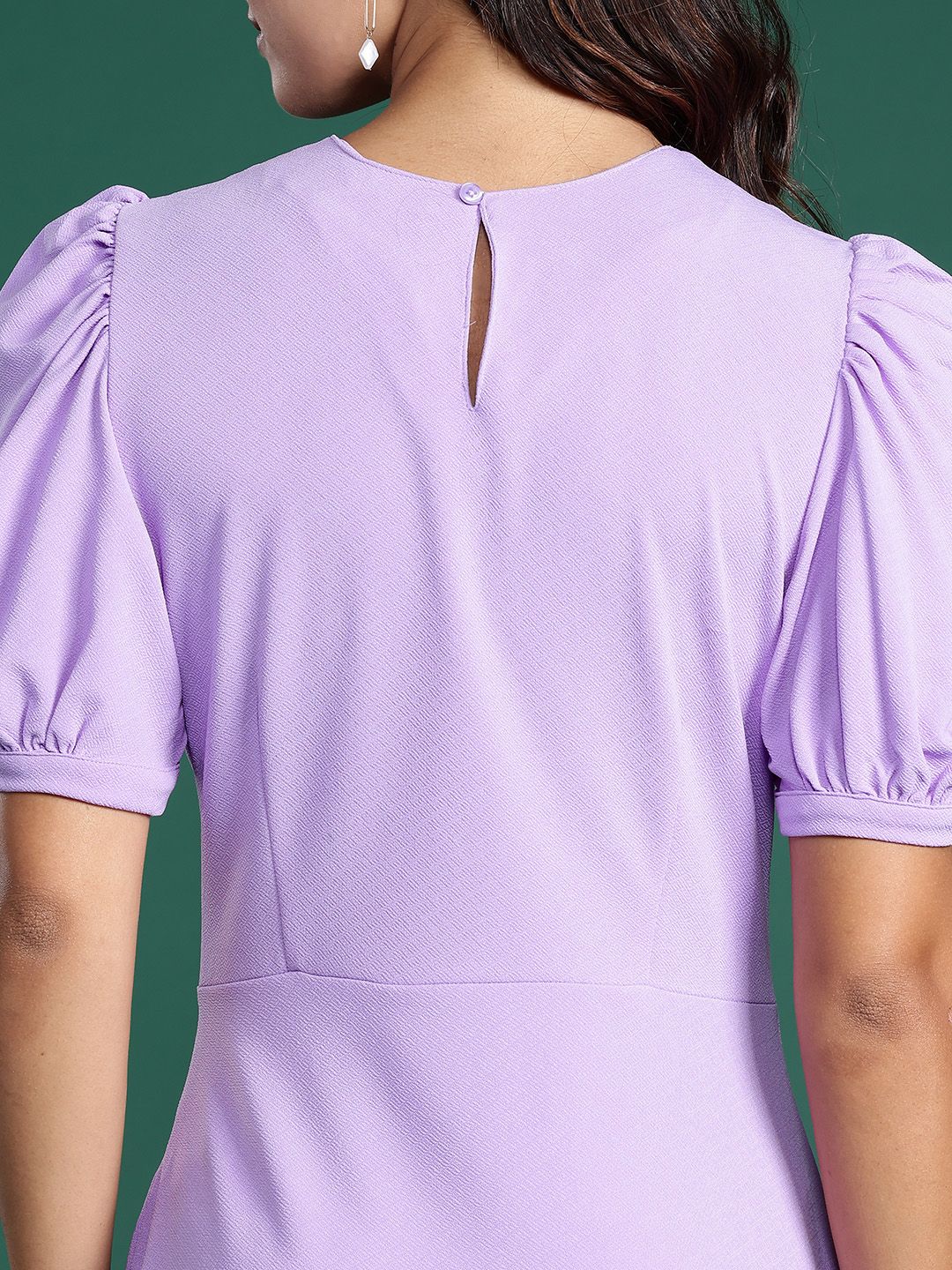 DressBerry Puff Sleeve A-Line Midi Dress