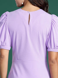 DressBerry Puff Sleeve A-Line Midi Dress