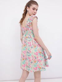 DressBerry Bloom With Style Floral Printed Ruched Detail A-line Dress