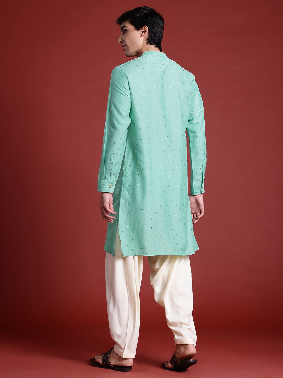 Anouk Men Mukaish Work Kurta with Dhoti Pants