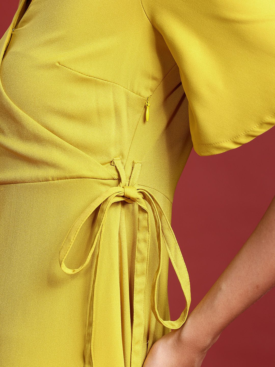 all about you Flutter Sleeves A-Line Knee Length Wrap Dress