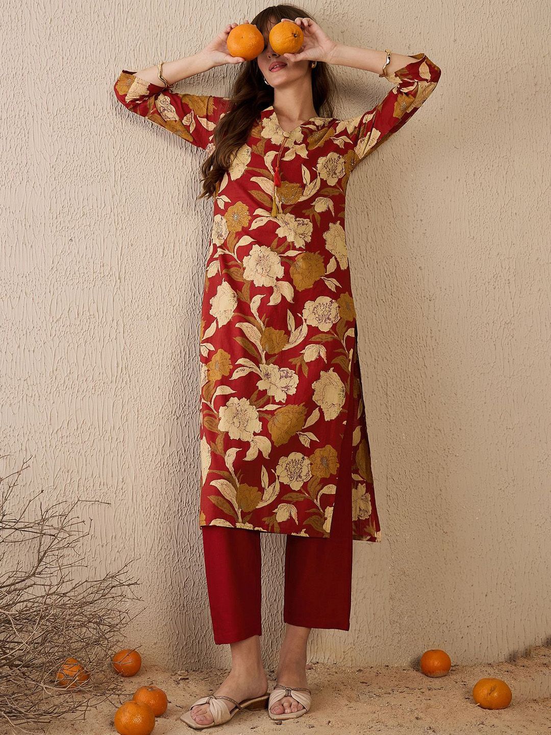 Indo Era Women Floral Printed Kurta