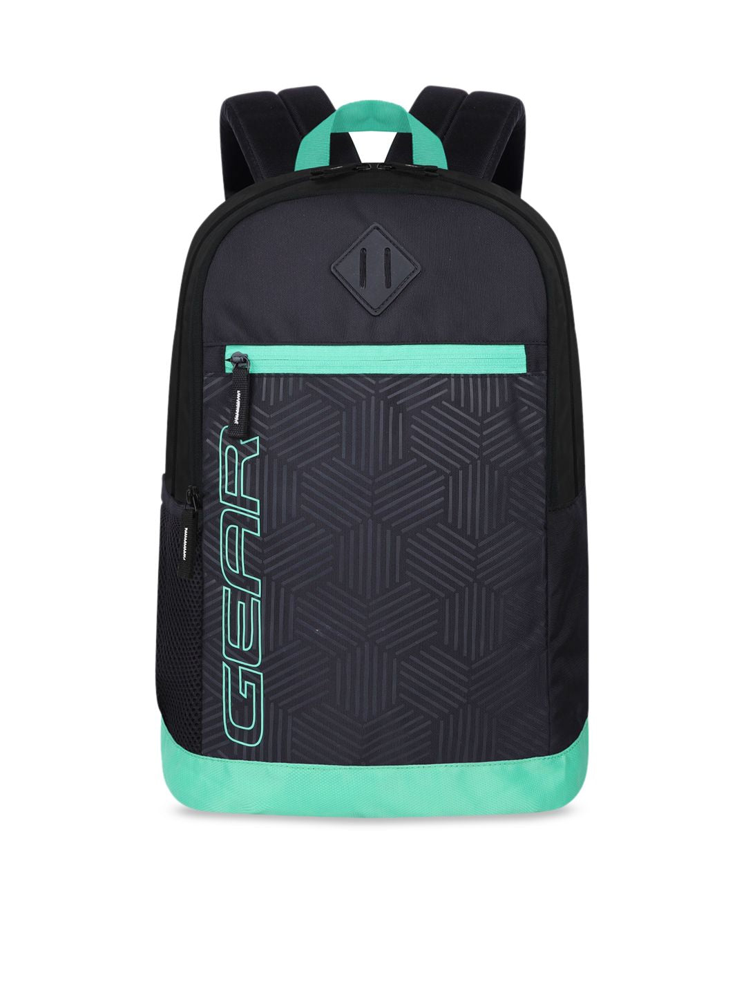 Gear Unisex Black & Green Brand Logo Backpack