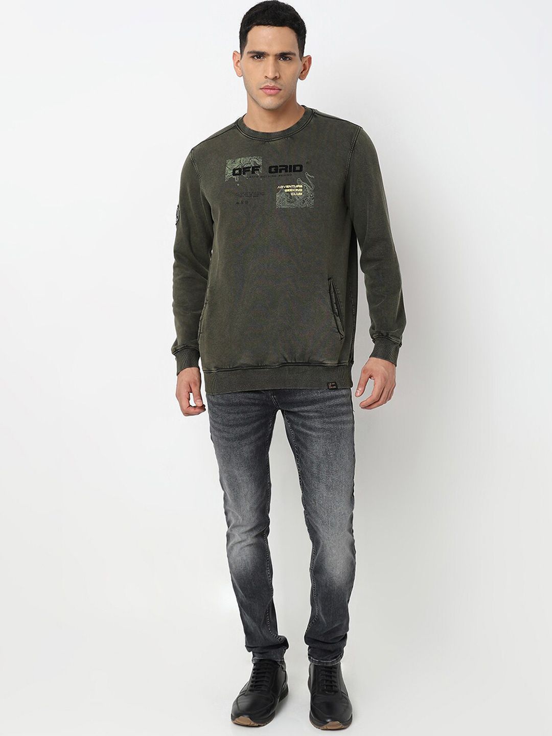 SPYKAR Typography Printed Pullover Sweatshirt