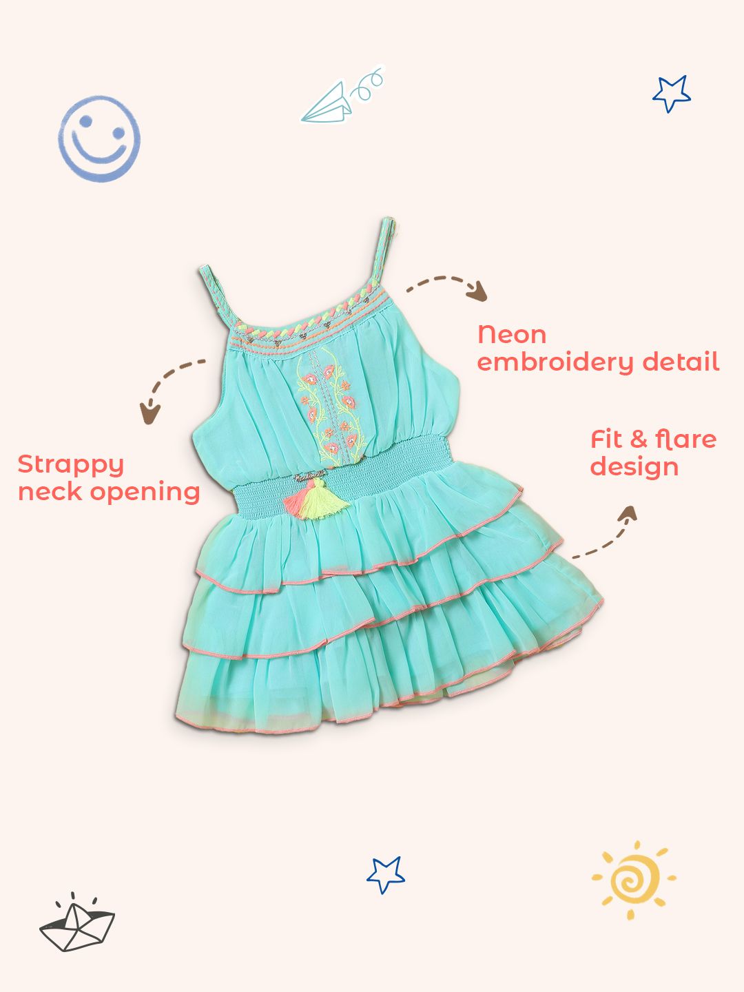 Nauti Nati Sea Green Georgette Dress